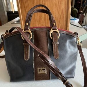 Dooney & Bourke Black and Brown Leather Satchel